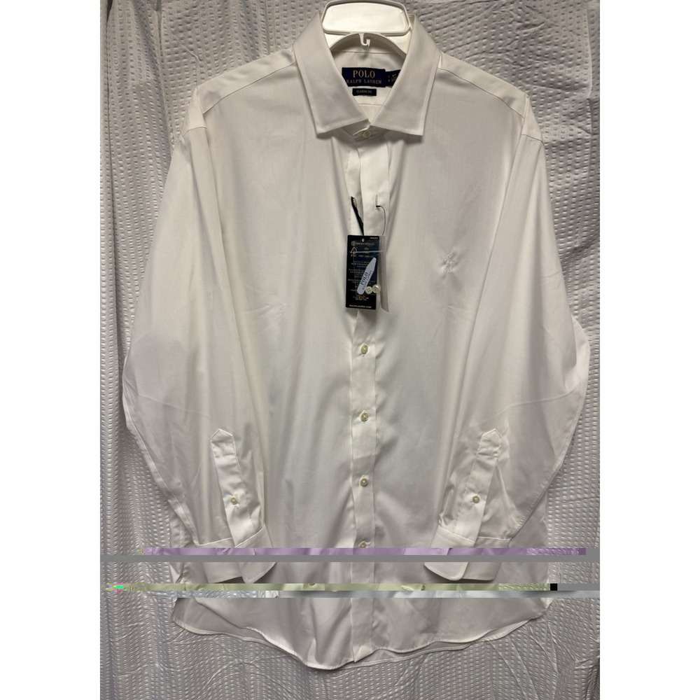 Polo Ralph Lauren Mens Classic Fit 16 1/2 32/33 Core Replen ll White Long Sleeve